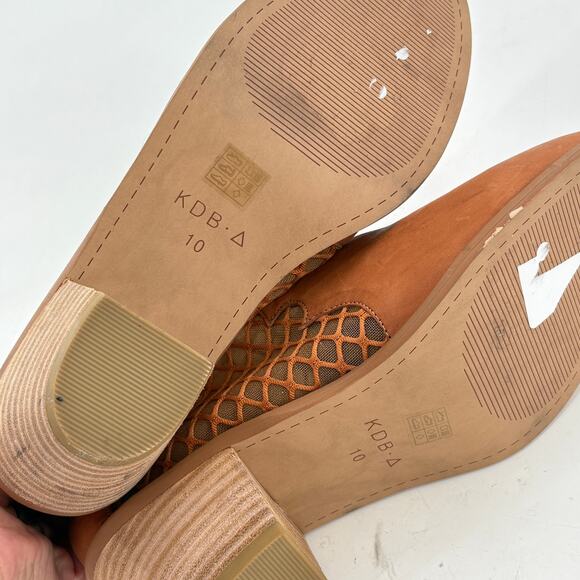 KELSI DAGGER Keenan Leather Mesh Cut Out Ankle Boots 10 NWOT Tan Western Heel - Picture 5 of 8